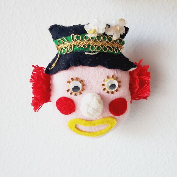 Vintage Handmade Felt Clown Ornament Whimsical Design GUC - Picture 6 of 12